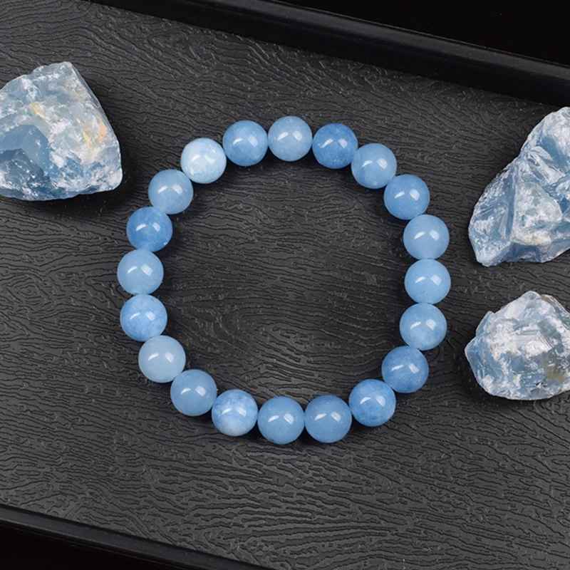Gabriella - Armband met Natuurlijke Aquamarijnkwarts-Kralen